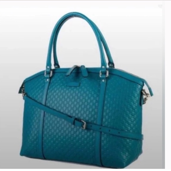 💝 GUCCI 💝 RARE Teal Microguccissima Dome Leather Tote LN! - Picture 1 of 5